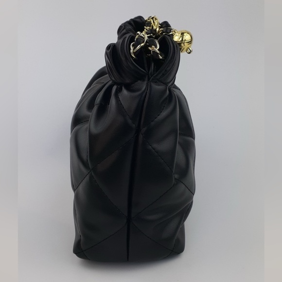 Nove Black Quilted Vegan Leather Chain-Strap Shoulder Bag - Picture 4 of 8